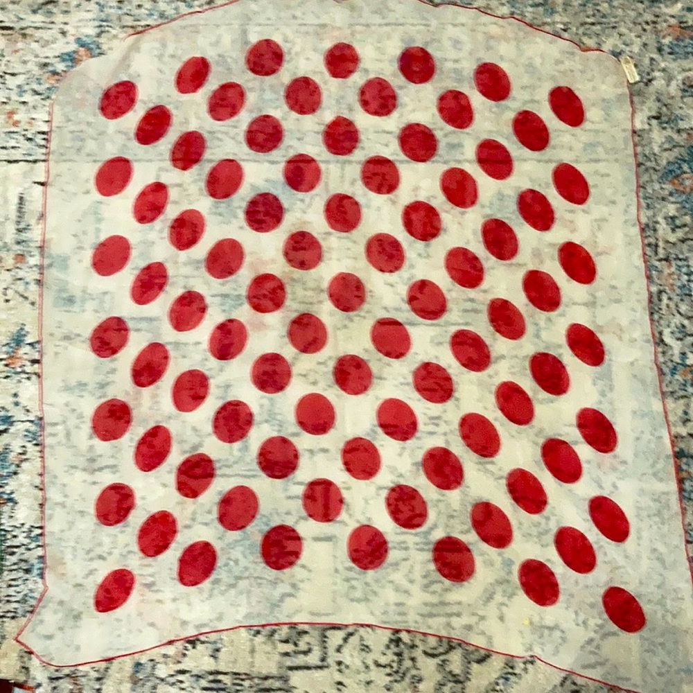 Barr& Beards Square 100% Silk Scarf Large Red polka Dot 1950s